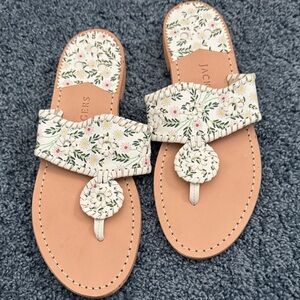 Jack Rogers White Floral Sandals